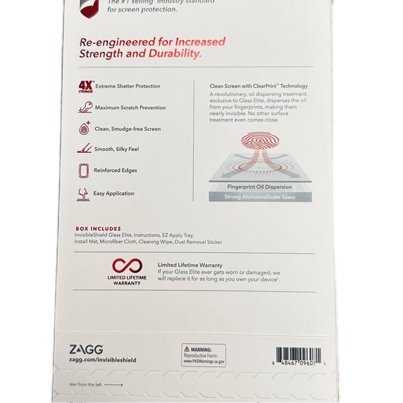 NWOT ZAGG INVISIBLE SHIELD | GLASS ELITE SCREEN PROTECTOR | for iPHONE Xs MAX | - Picture 4 of 4